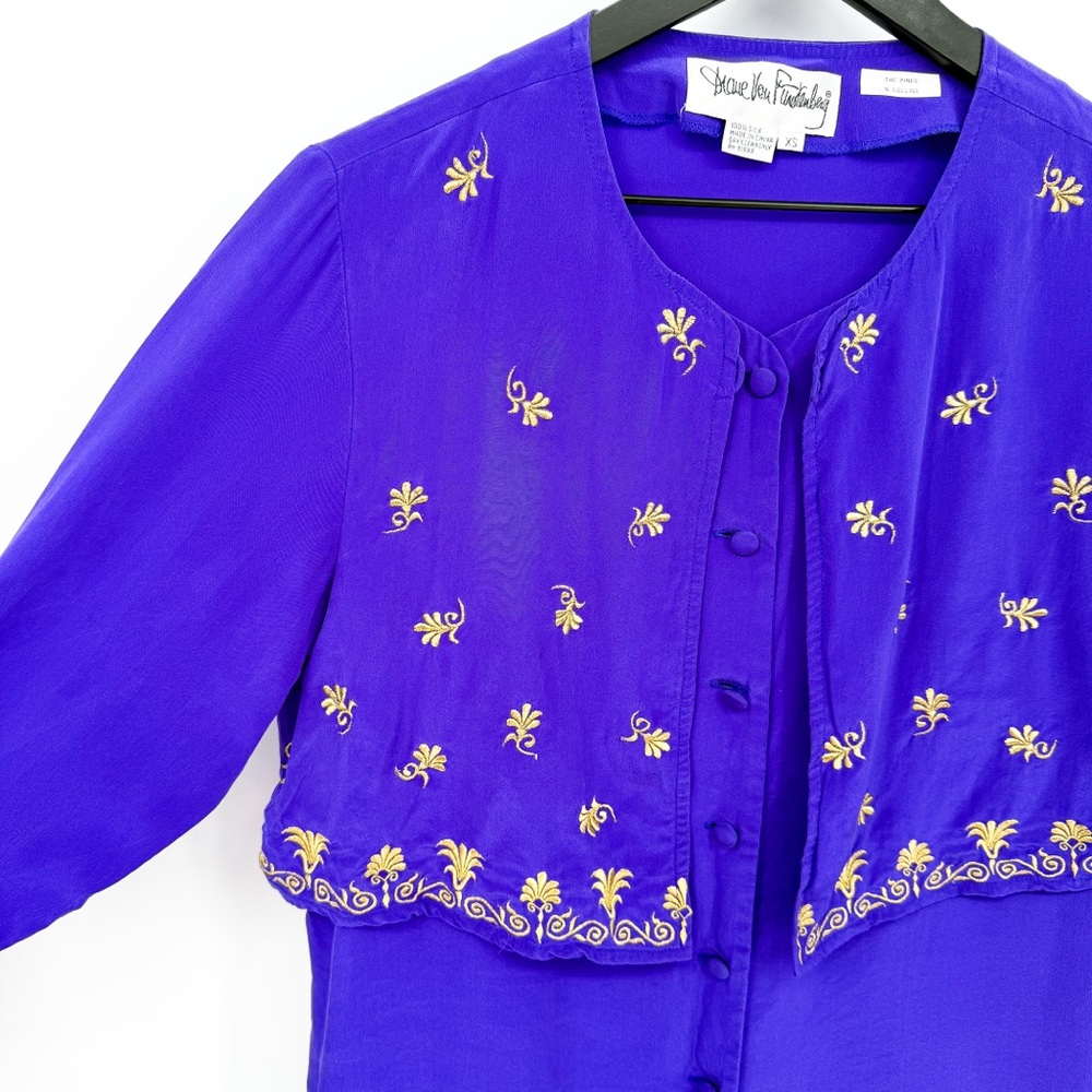 Vintage Diane Von Furstenberg 100% Silk The Pines N. Collins Vintage Blouse XS - Picture 3 of 11